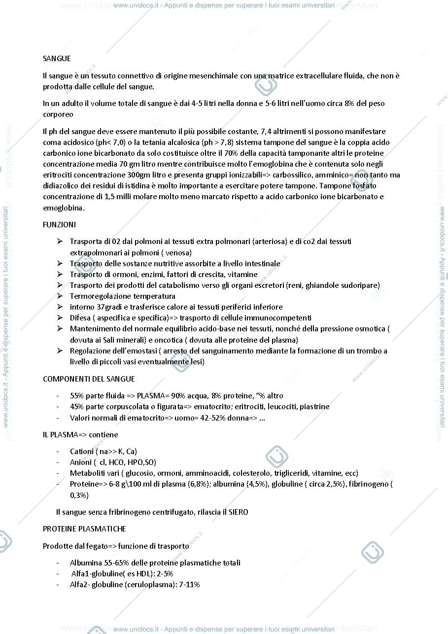 Anteprima pagina 1 — sangue e componenti del sangue