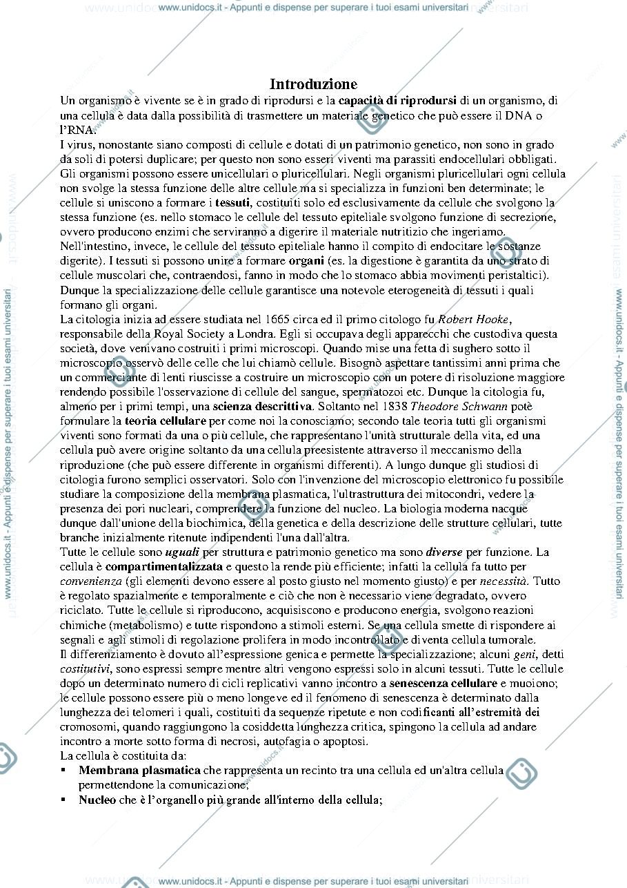 Anteprima pagina 1 — Citologia e Istologia