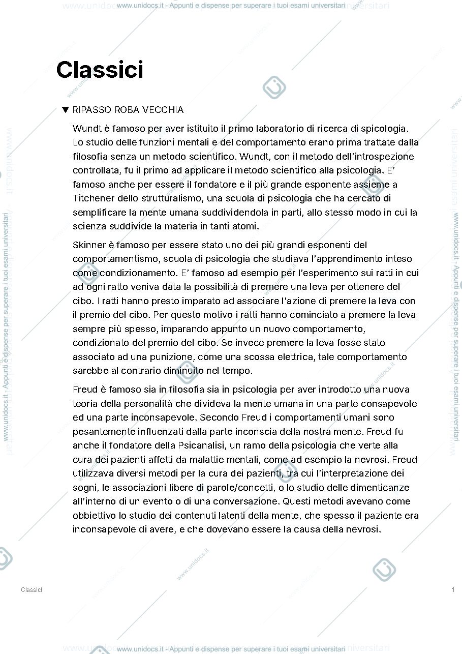 Anteprima pagina 1 — Strutturalismo (Wundt, Titchener)