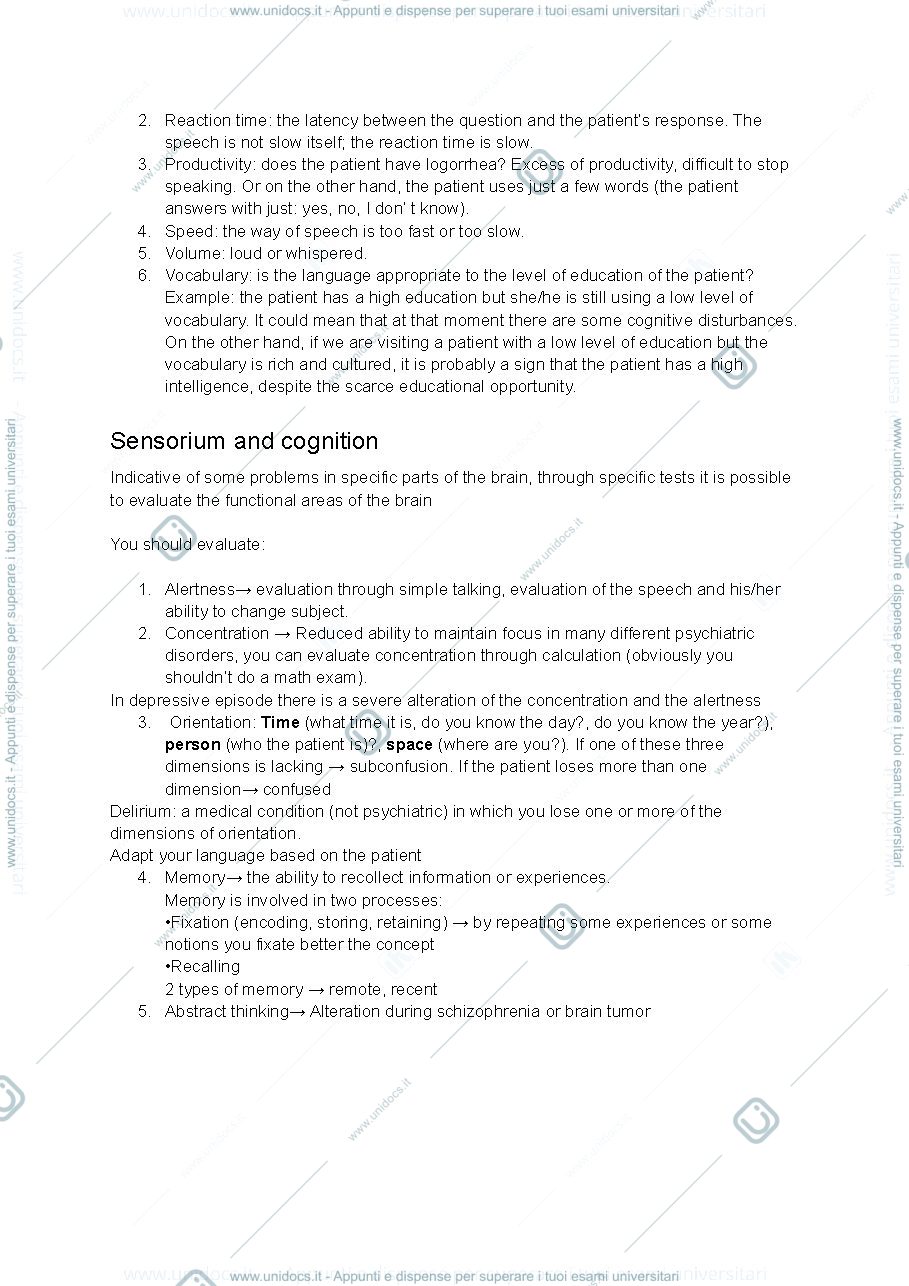 Anteprima pagina 2 — Mental status Examination 