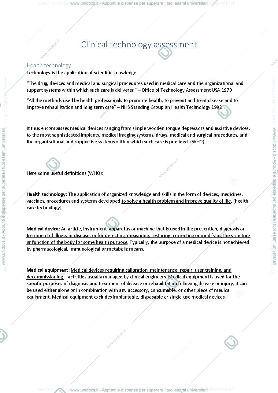 Anteprima pagina 1 — Clinical technology assessment 