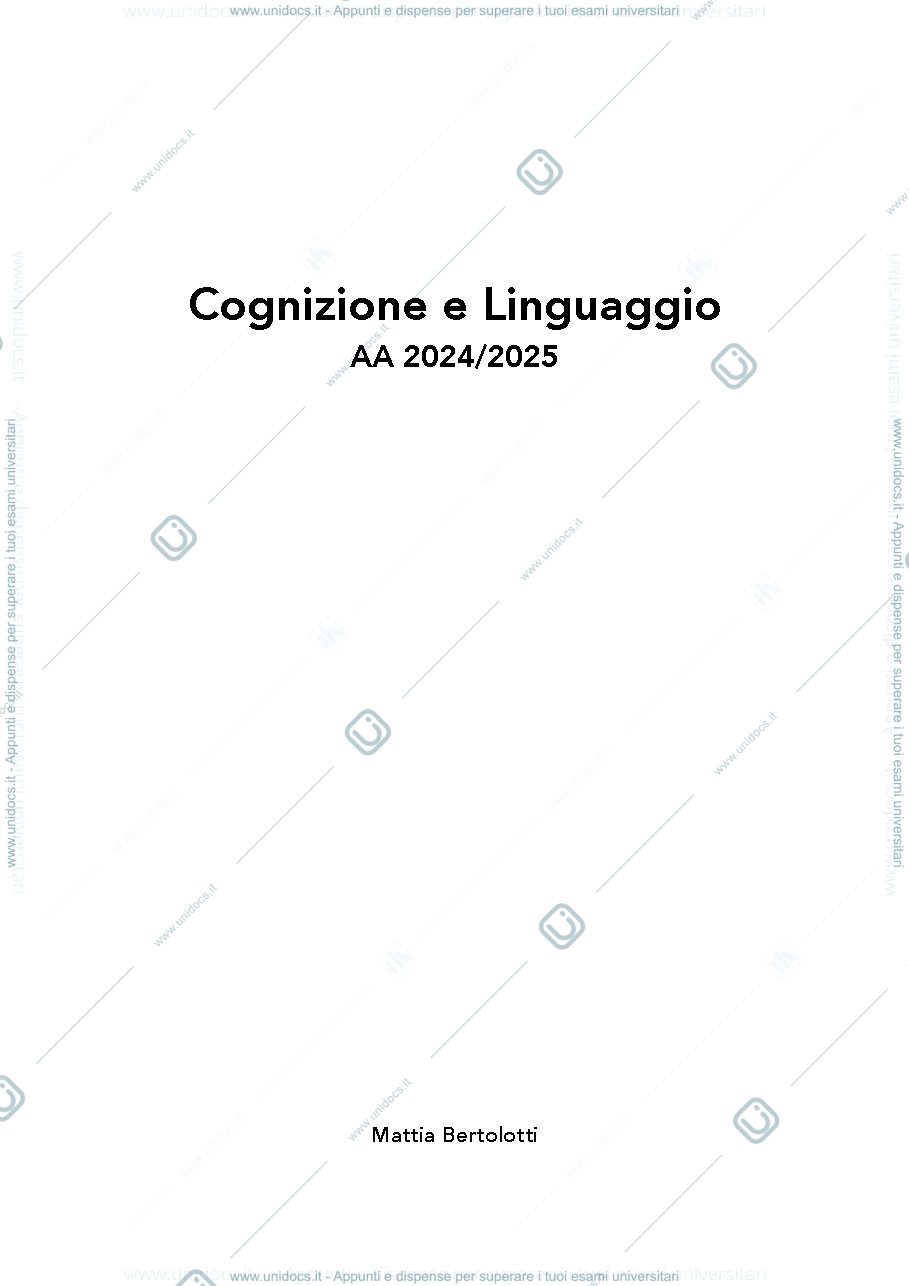 Anteprima pagina 1 — Cognizione e Linguaggio - Arosio