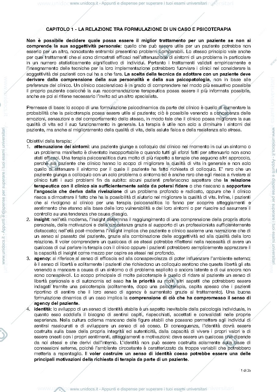 Anteprima pagina 1 — RIASSUNTO ‘IL CASO CLINICO’ di Nancy Mcwillians