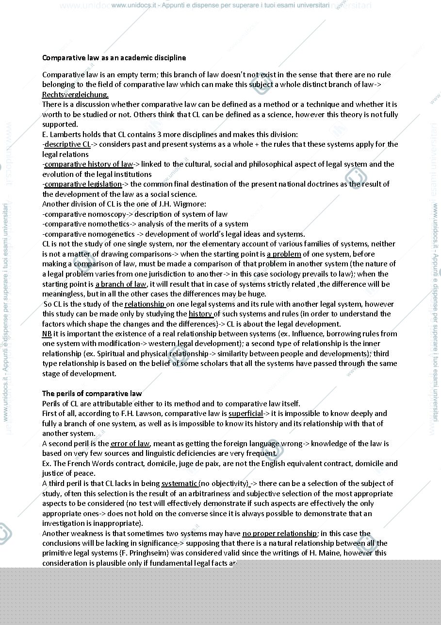 Anteprima pagina 1 — Comparative law material 1