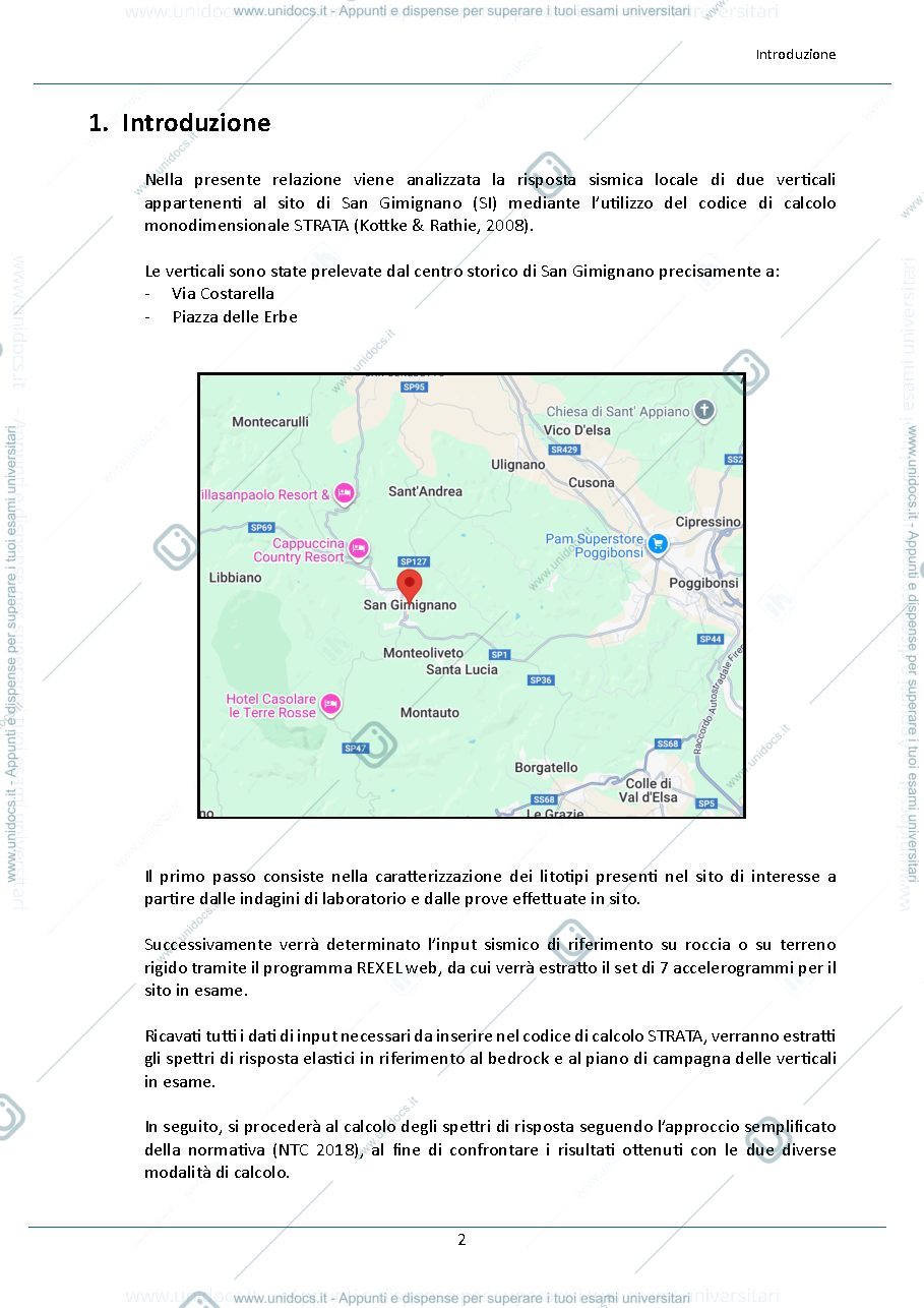 Anteprima pagina 3 — Relazione tecnica: Analisi della risposta sismica locale in località San Gimignano (SI)