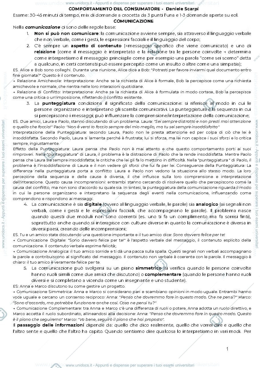 Anteprima pagina 1 — Comportamento del Consumatore
