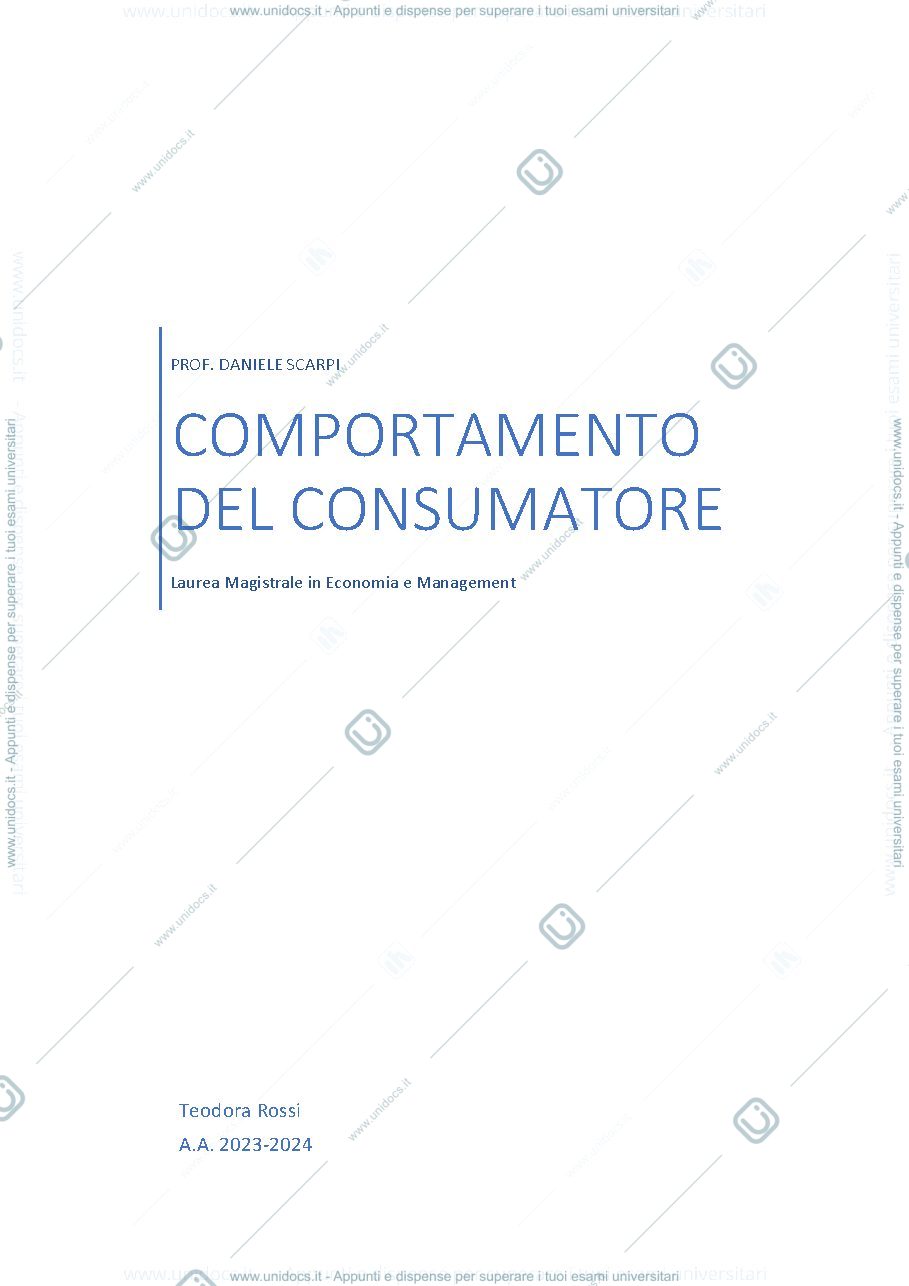 Anteprima pagina 1 — Comportamento del Consumatore