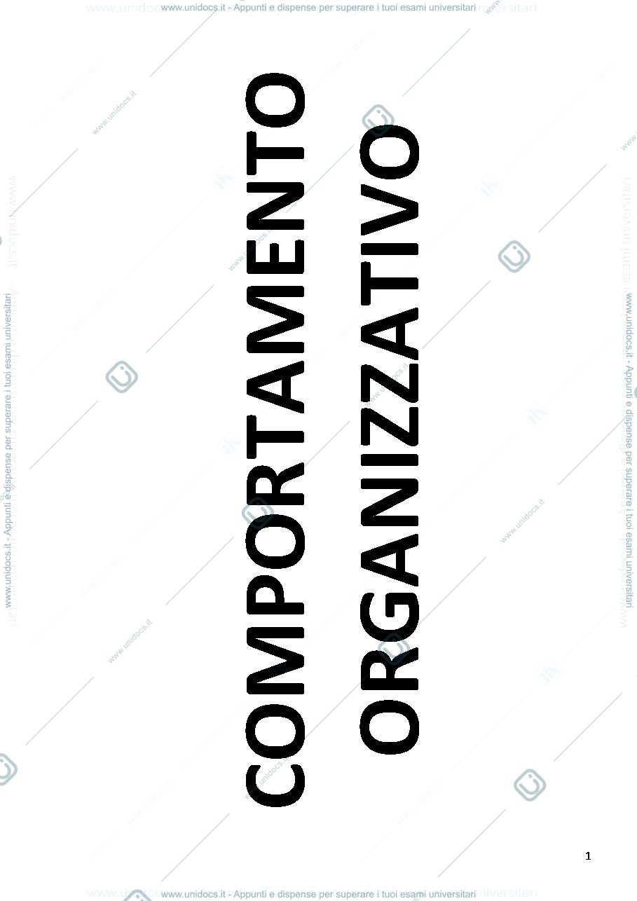 Anteprima pagina 1 — Appunti Comportamento organizzativo