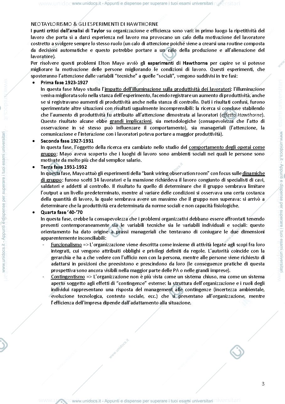 Anteprima pagina 3 — Appunti Comportamento organizzativo