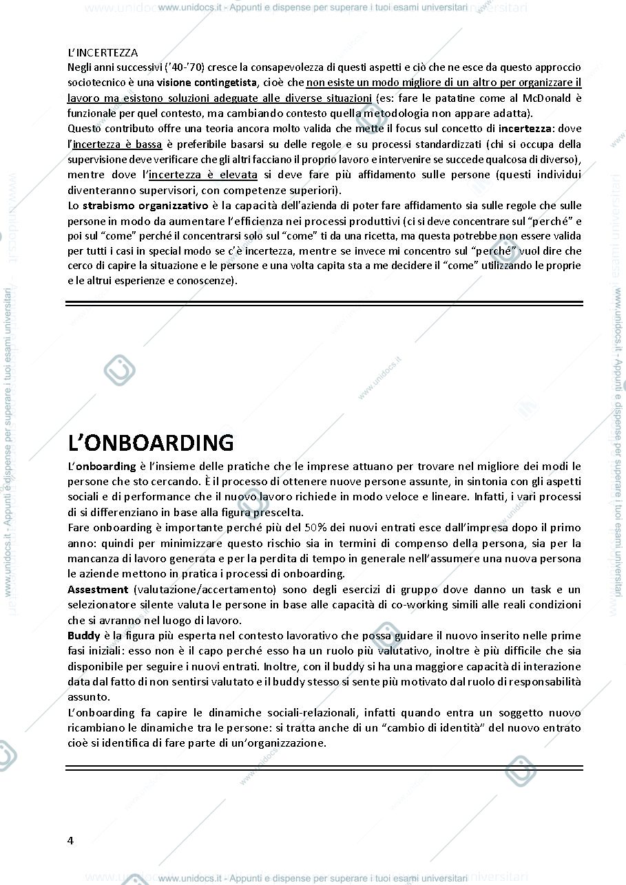Anteprima pagina 4 — Appunti Comportamento organizzativo