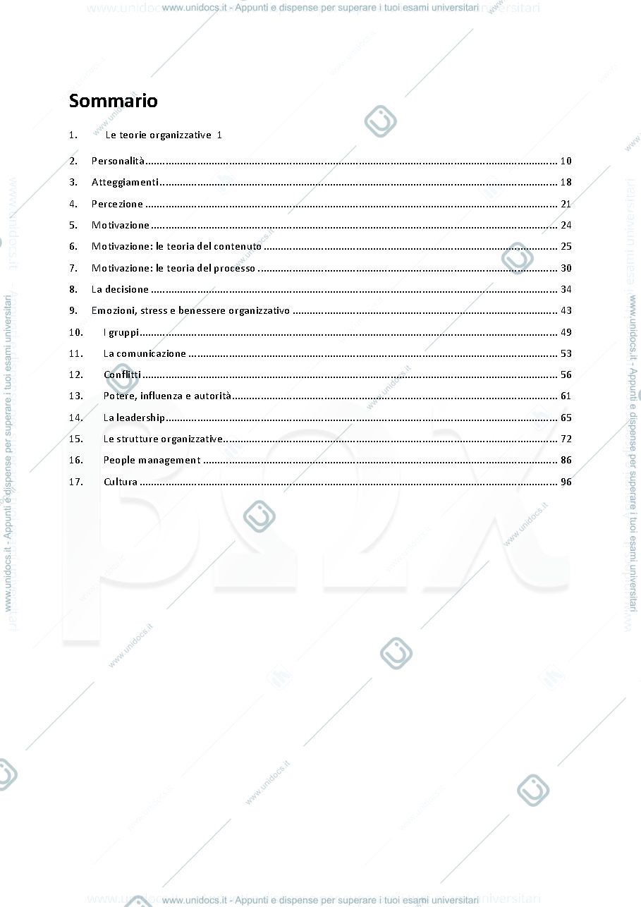 Anteprima pagina 3 — Riassunto Comportamento organizzativo. Individui, relazioni, organizzazione, management. edizione Tosi Pilati