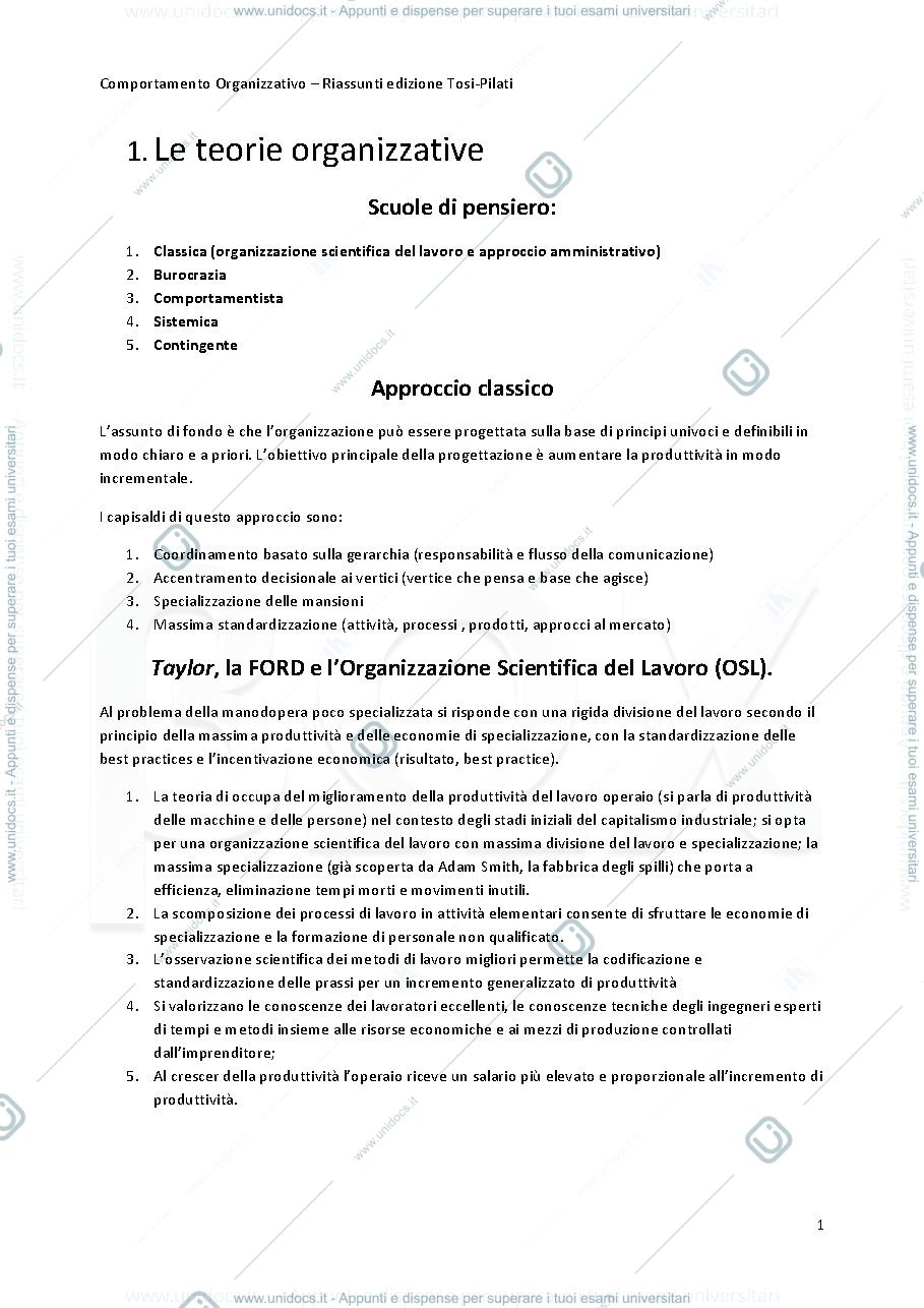 Anteprima pagina 4 — Riassunto Comportamento organizzativo. Individui, relazioni, organizzazione, management. edizione Tosi Pilati