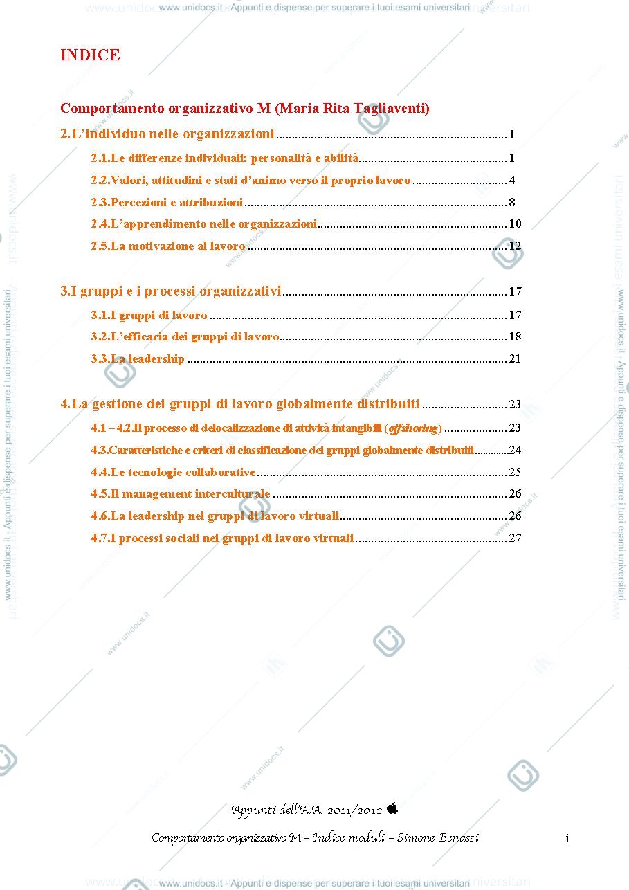Anteprima pagina 2 — Riassunto Comportamento Organizzativo e Gestione delle risorse umane