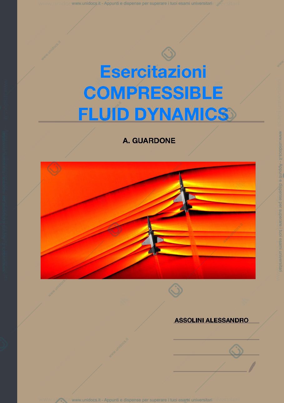 Anteprima pagina 1 — Esercitazioni di Compressible Fluid Dynamics - Polimi