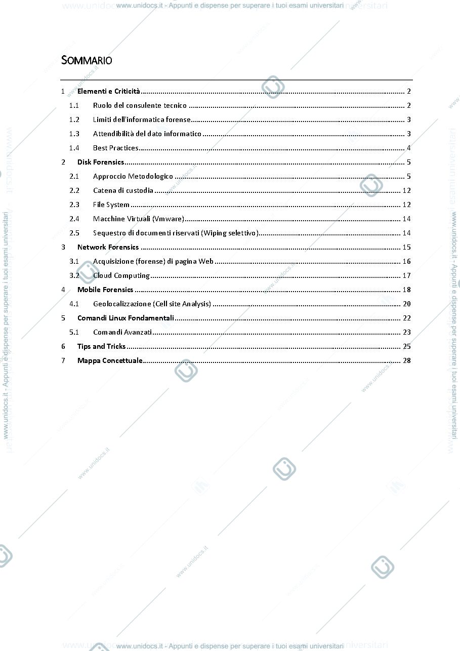 Anteprima pagina 1 — Computer forensics riassunto
