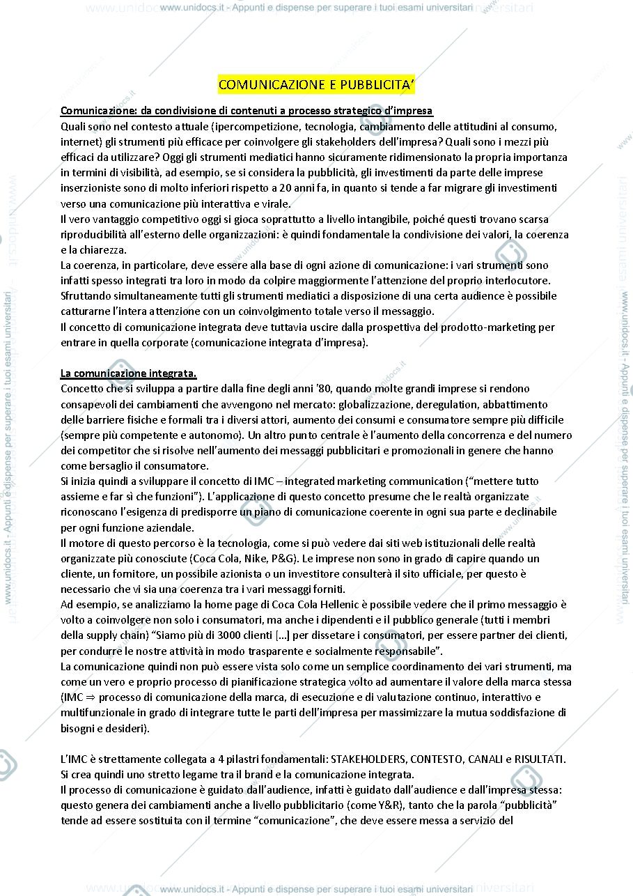 Anteprima pagina 1 — COMUNICAZIONE E PUBBLICITA'