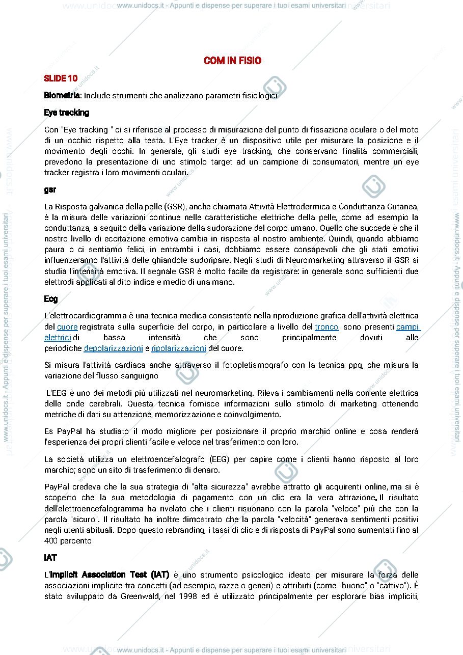Anteprima pagina 1 — Riassunto comunicazione in fisiologia