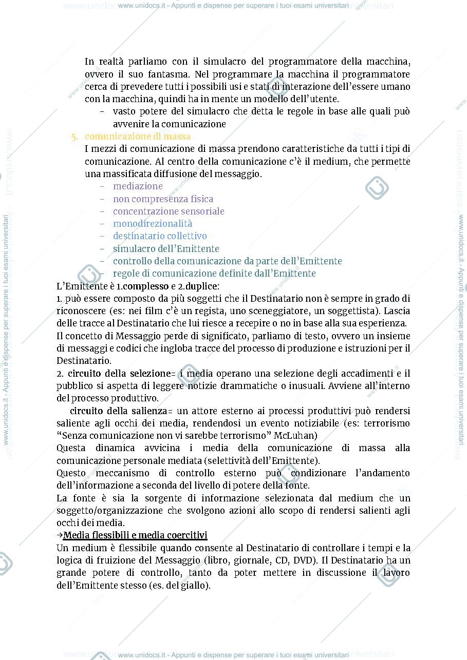 Anteprima pagina 2 — appunti comunicazione di massa