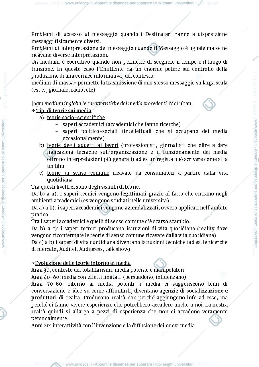 Anteprima pagina 3 — appunti comunicazione di massa