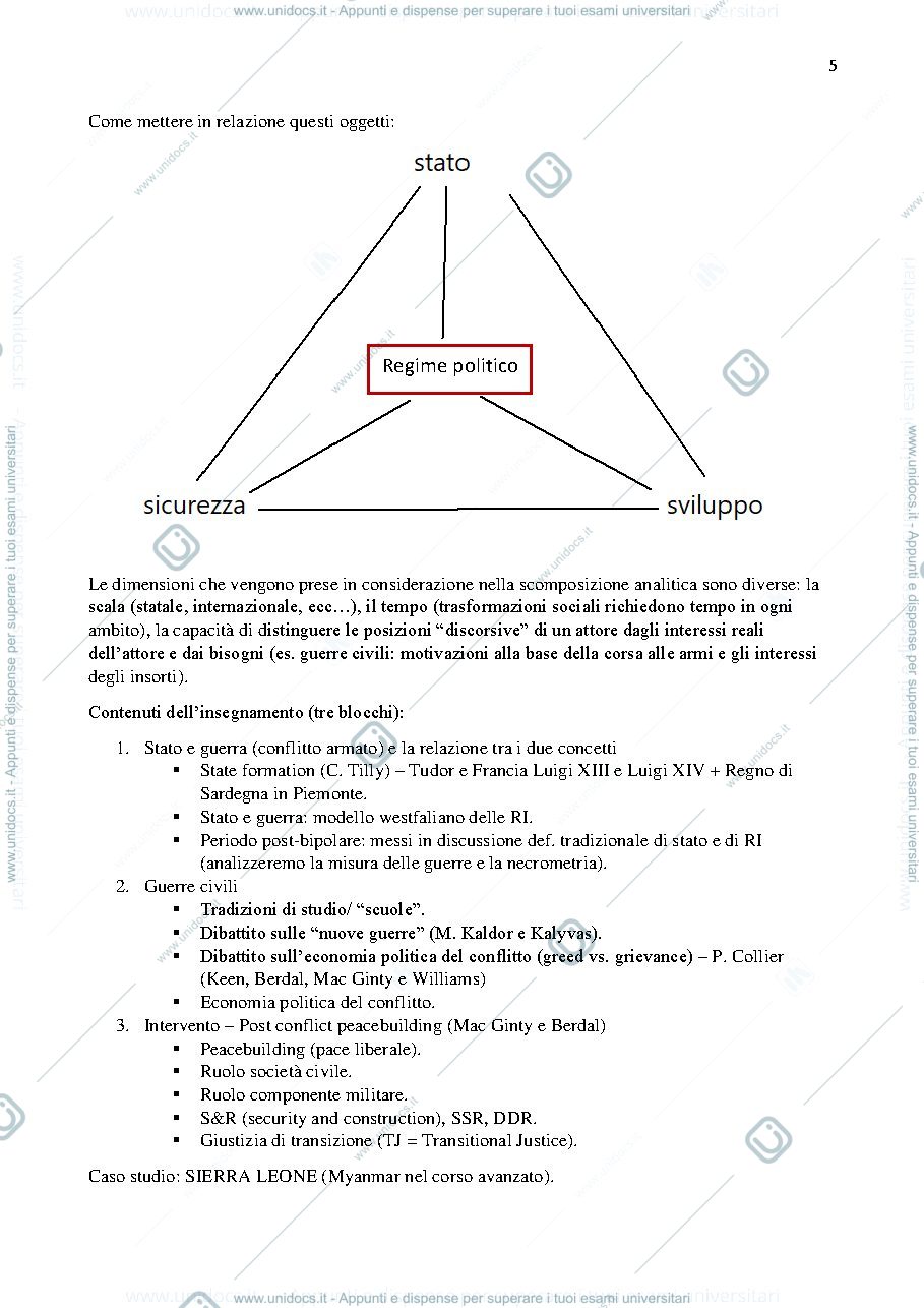 Anteprima pagina 5 — Appunti Ruzza (conflitto, sicurezza, state-building) - 2020/2021