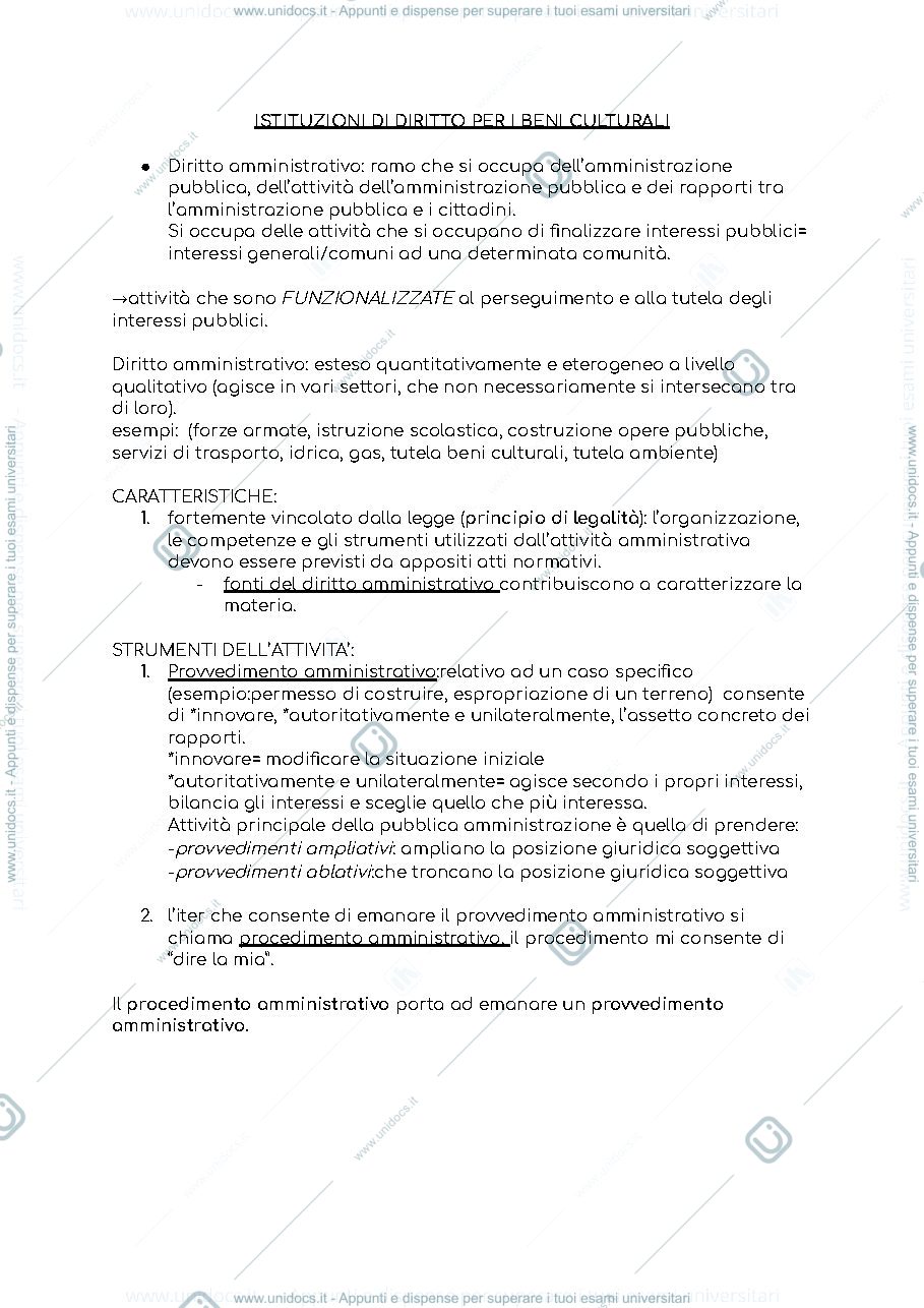 Anteprima pagina 1 — istituzione di diritto amministrativo per i beni culturali 