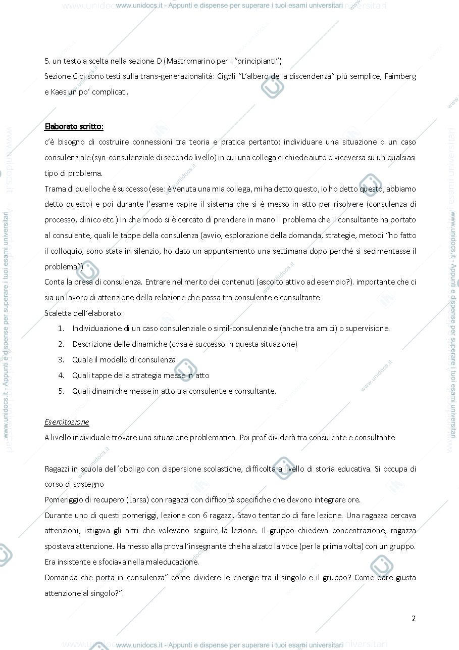 Anteprima pagina 2 — Appunti Corso CONSULENZA CLINICA NELLA FORMAZIONE