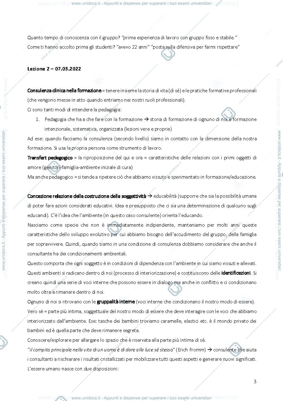 Anteprima pagina 3 — Appunti Corso CONSULENZA CLINICA NELLA FORMAZIONE
