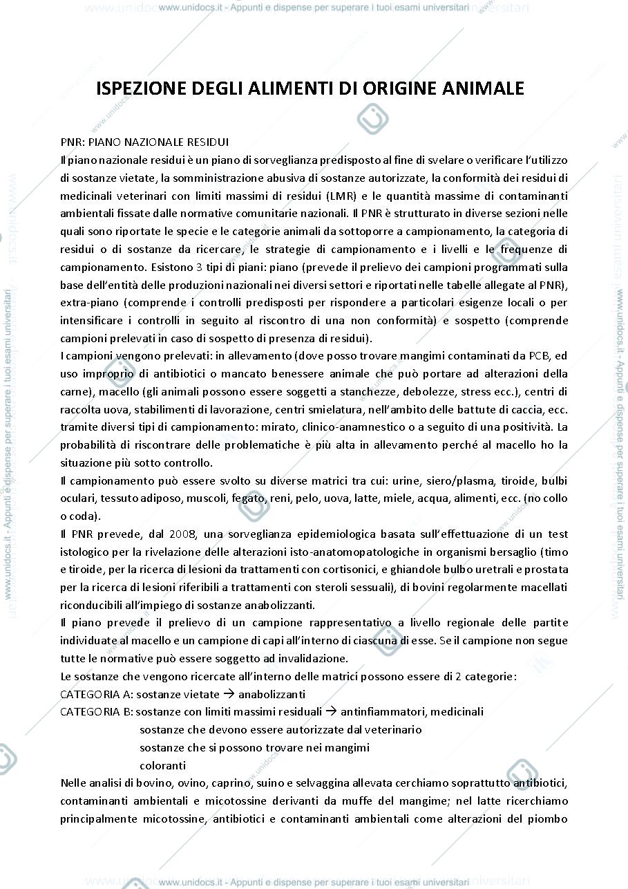 Anteprima pagina 1 — ISPEZIONE DI ALIMENTI DI ORIGINE ANIMALE 