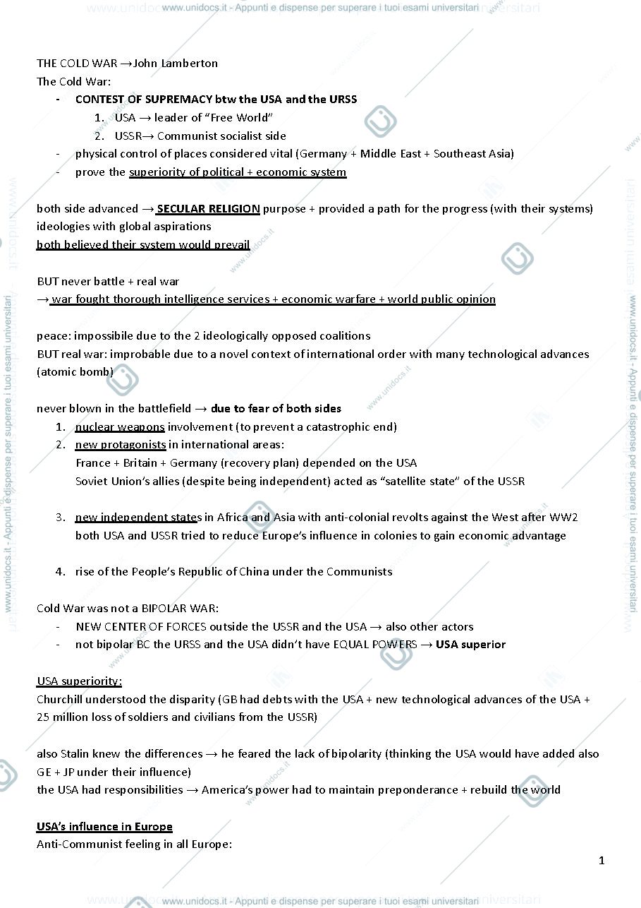 Anteprima pagina 1 — cold war summary