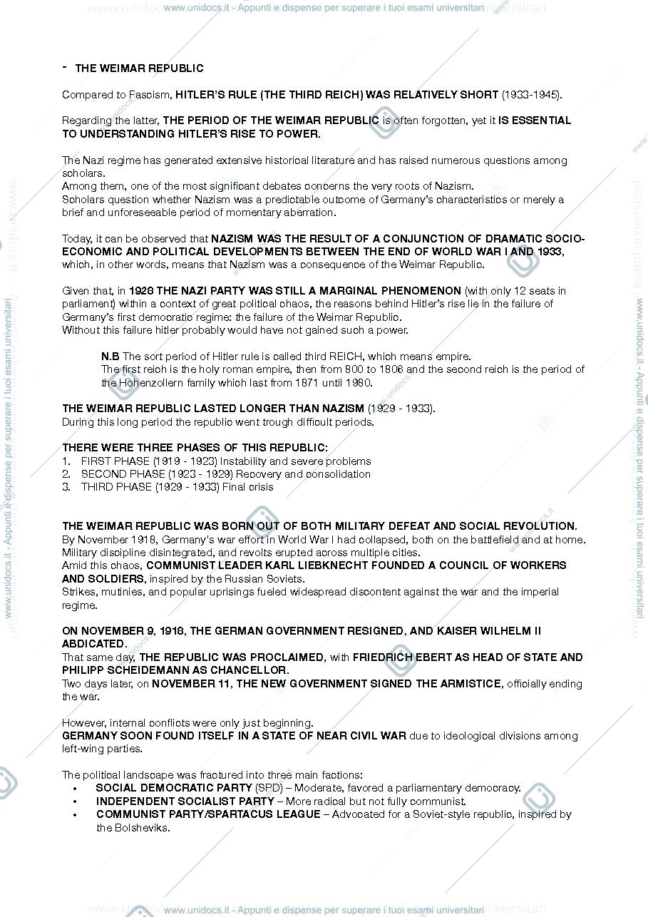 Anteprima pagina 1 — Appunti second semester history