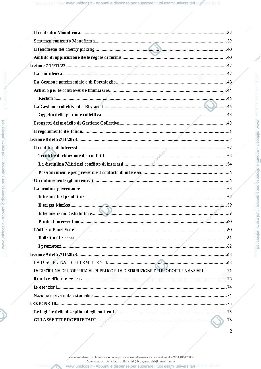 Anteprima pagina 3 — Dispensa contratti e servizi d'investimento Prof. Mondini