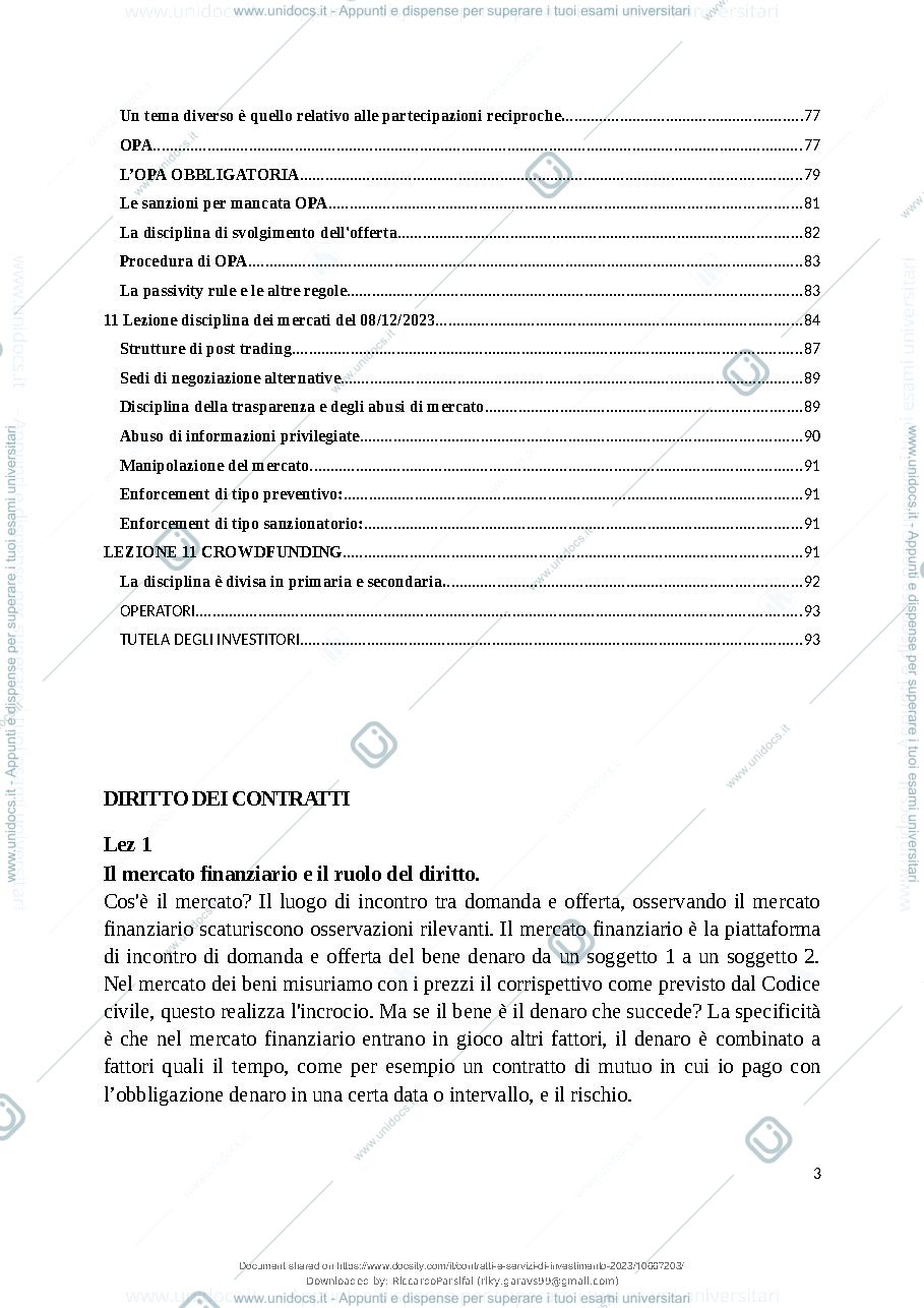 Anteprima pagina 4 — Dispensa contratti e servizi d'investimento Prof. Mondini
