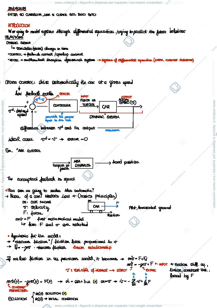 Anteprima pagina 1 — Appunti Control Systems