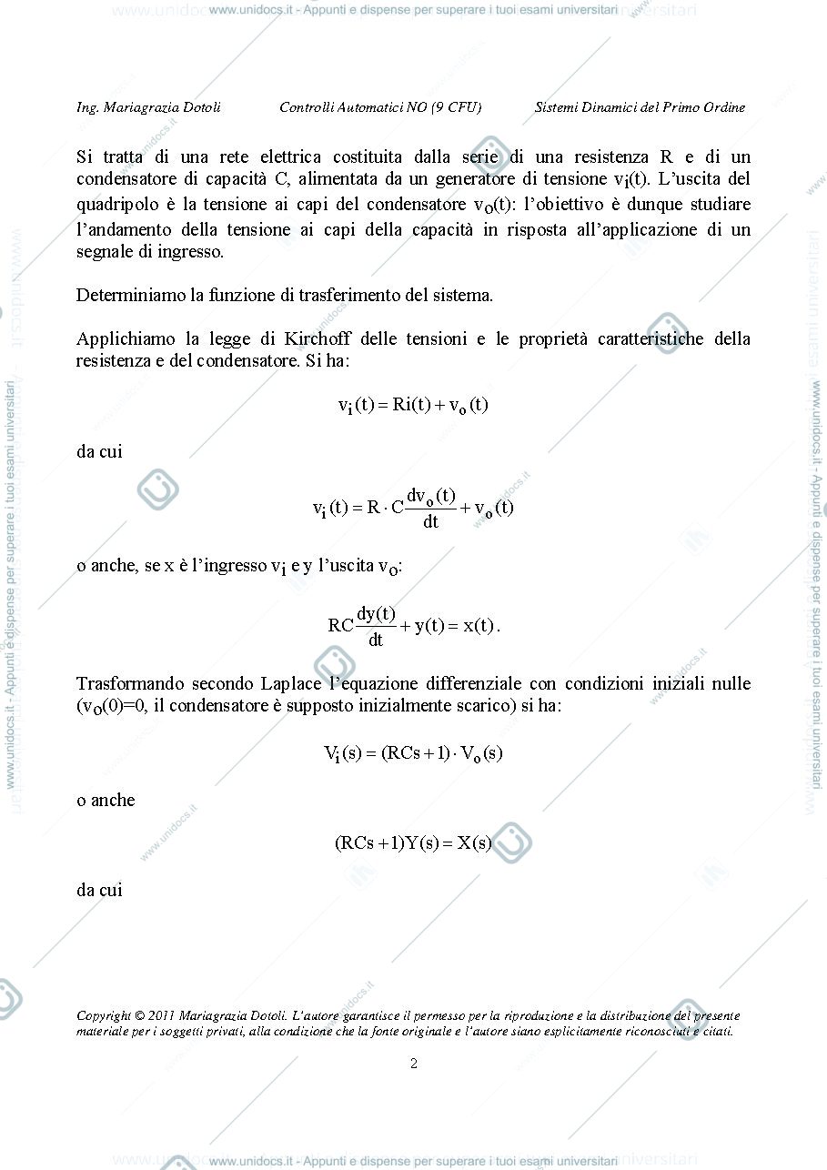 Anteprima pagina 2 — Sistemi del primo ordine