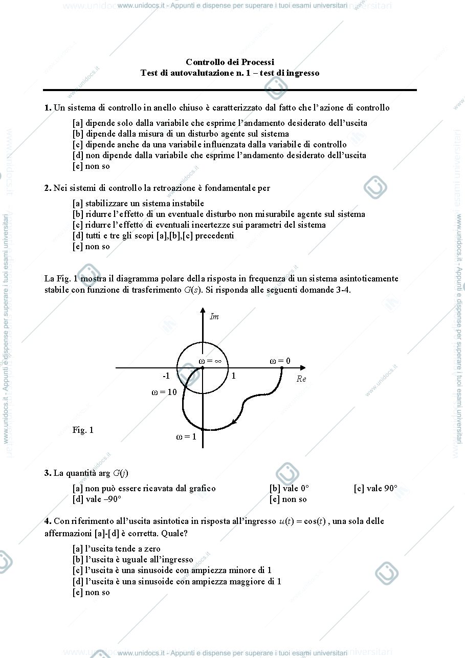 Anteprima pagina 1 — Prova1_Test_d'ingresso_ripasso_automatica prove di autovalutazione prof: Bolzern