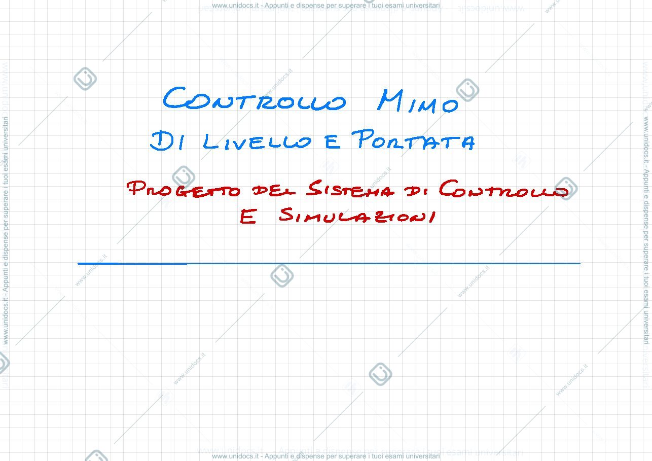 Anteprima pagina 1 — 9. Controllo livello e portata esercitazioni prof: Bolzern