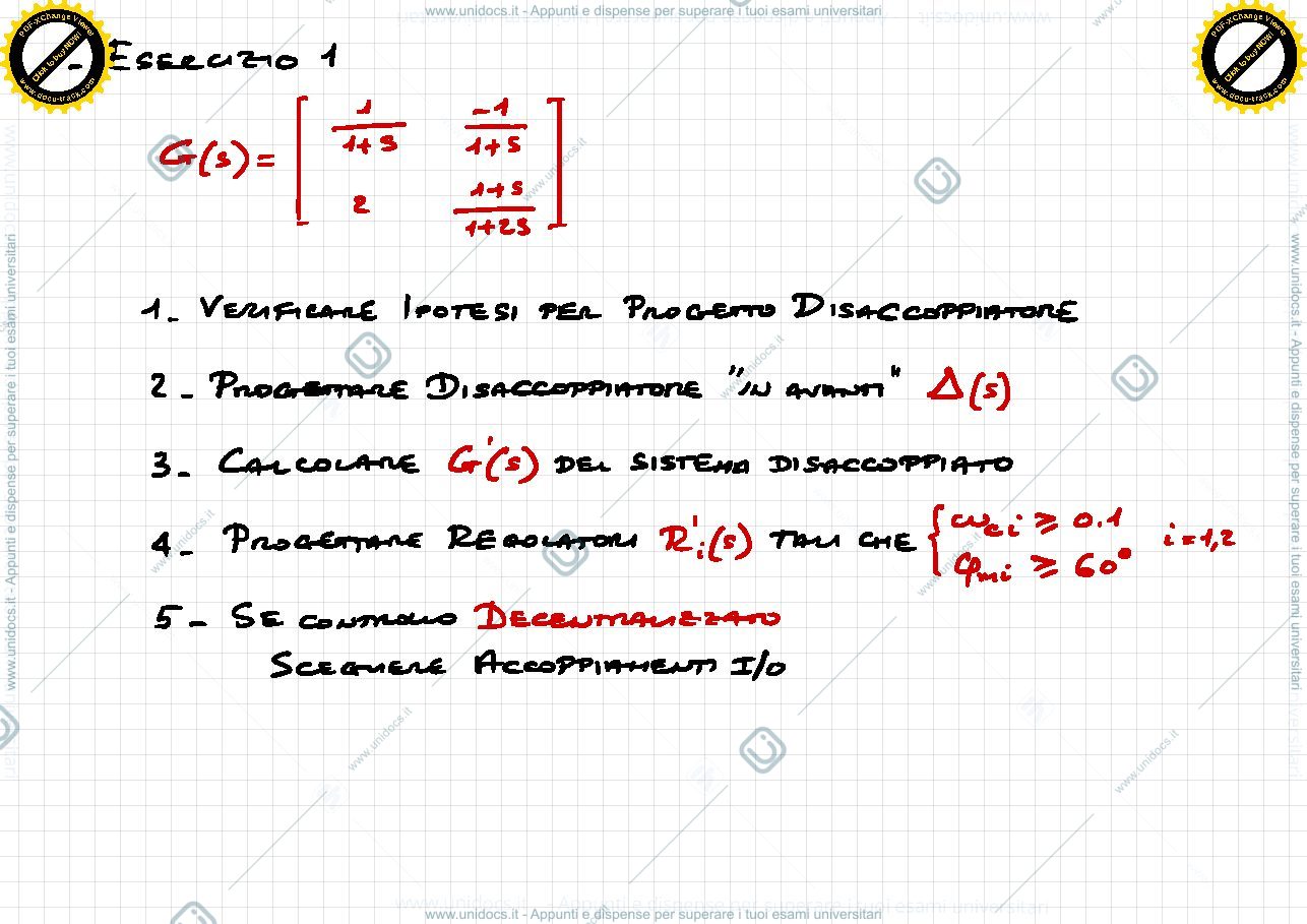 Anteprima pagina 2 — 3. Controllo multivariabile esercitazioni prof: Bolzern