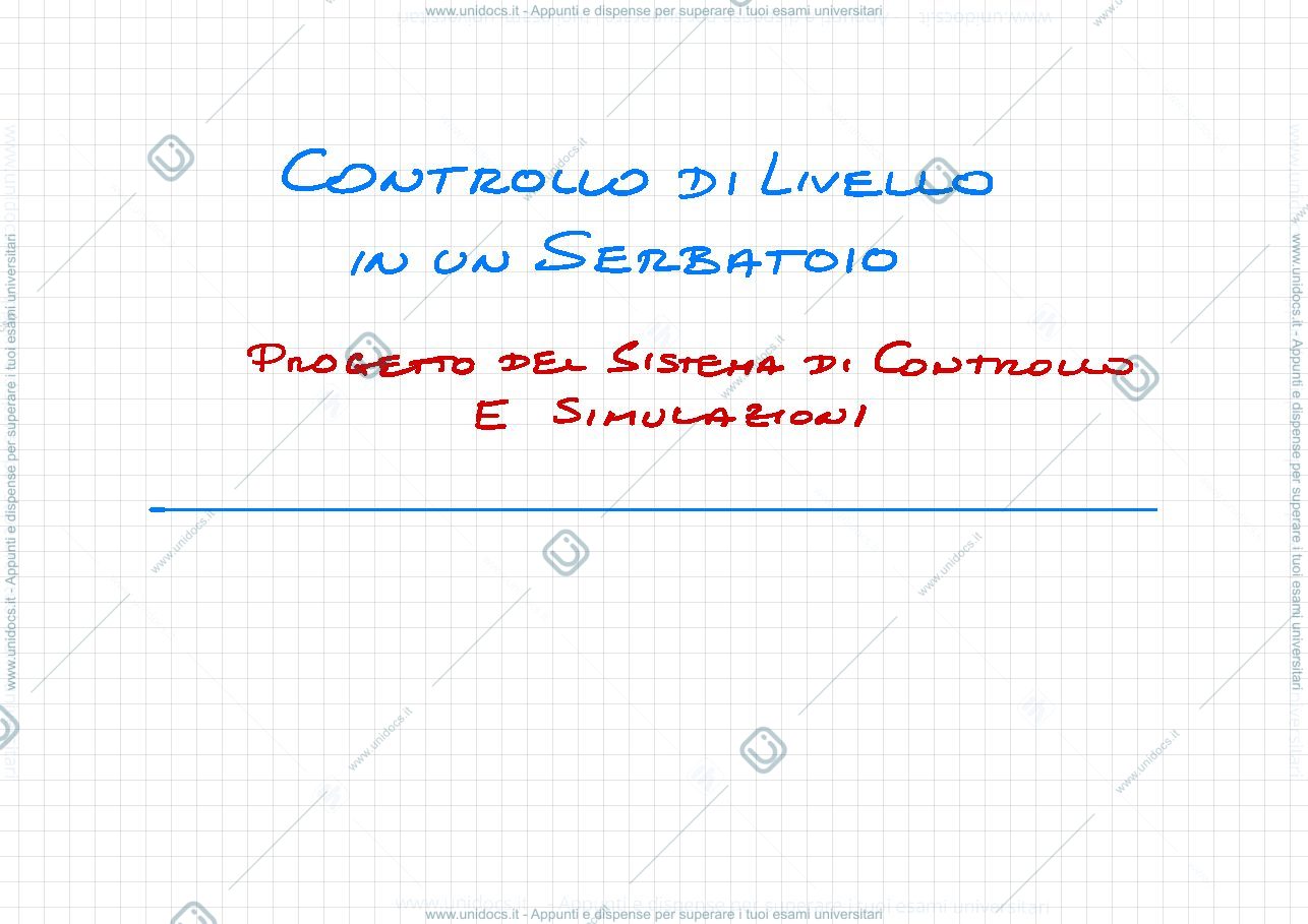 Anteprima pagina 1 — 8. Controllo livello di un serbatoio esercitazioni prof: Bolzern