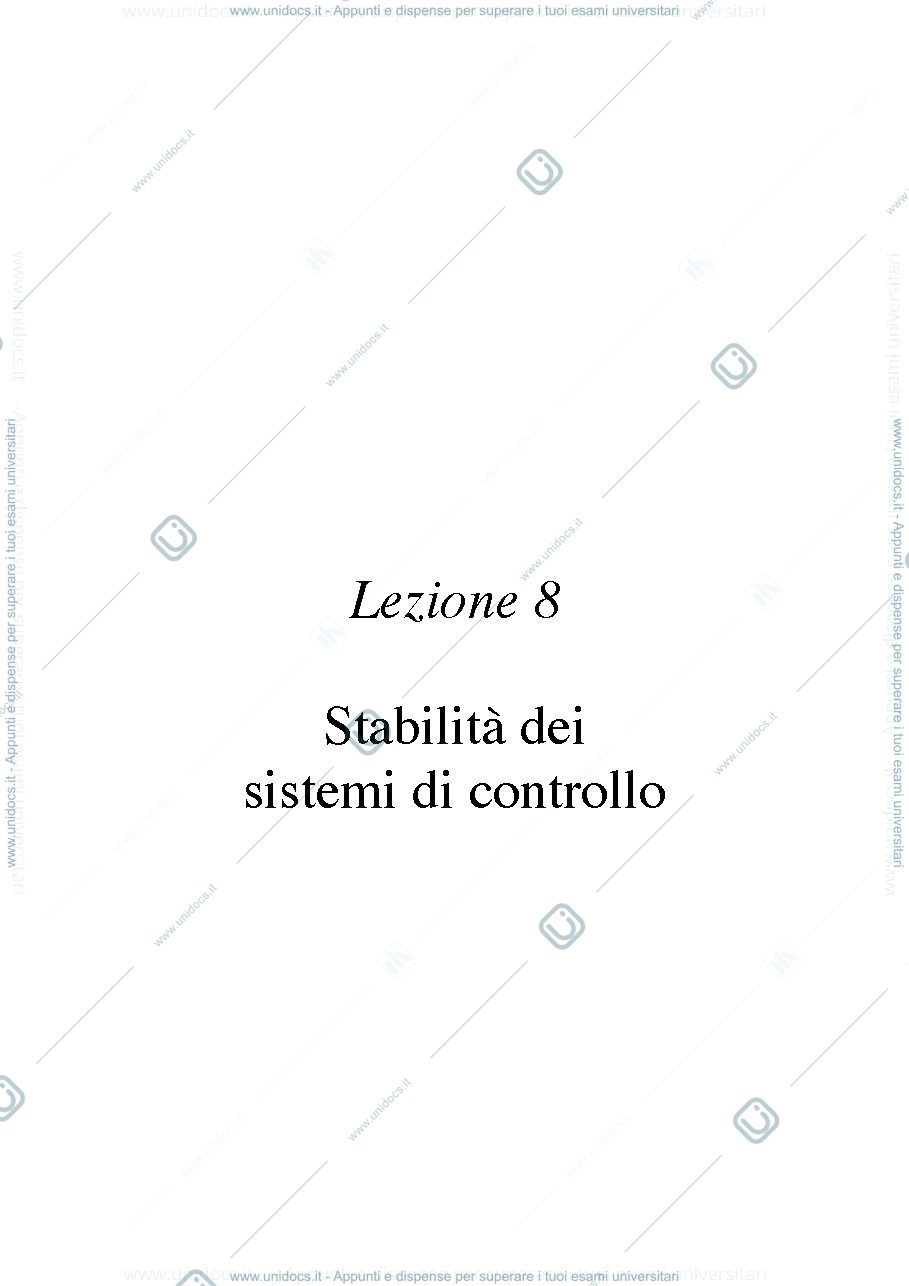 Anteprima pagina 1 — Riassunto analisi di stabilità sistemi di controllo