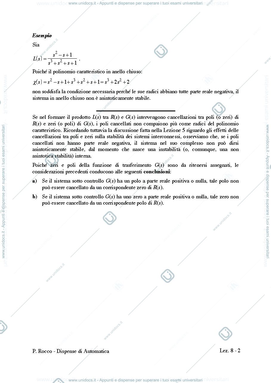 Anteprima pagina 3 — Riassunto analisi di stabilità sistemi di controllo