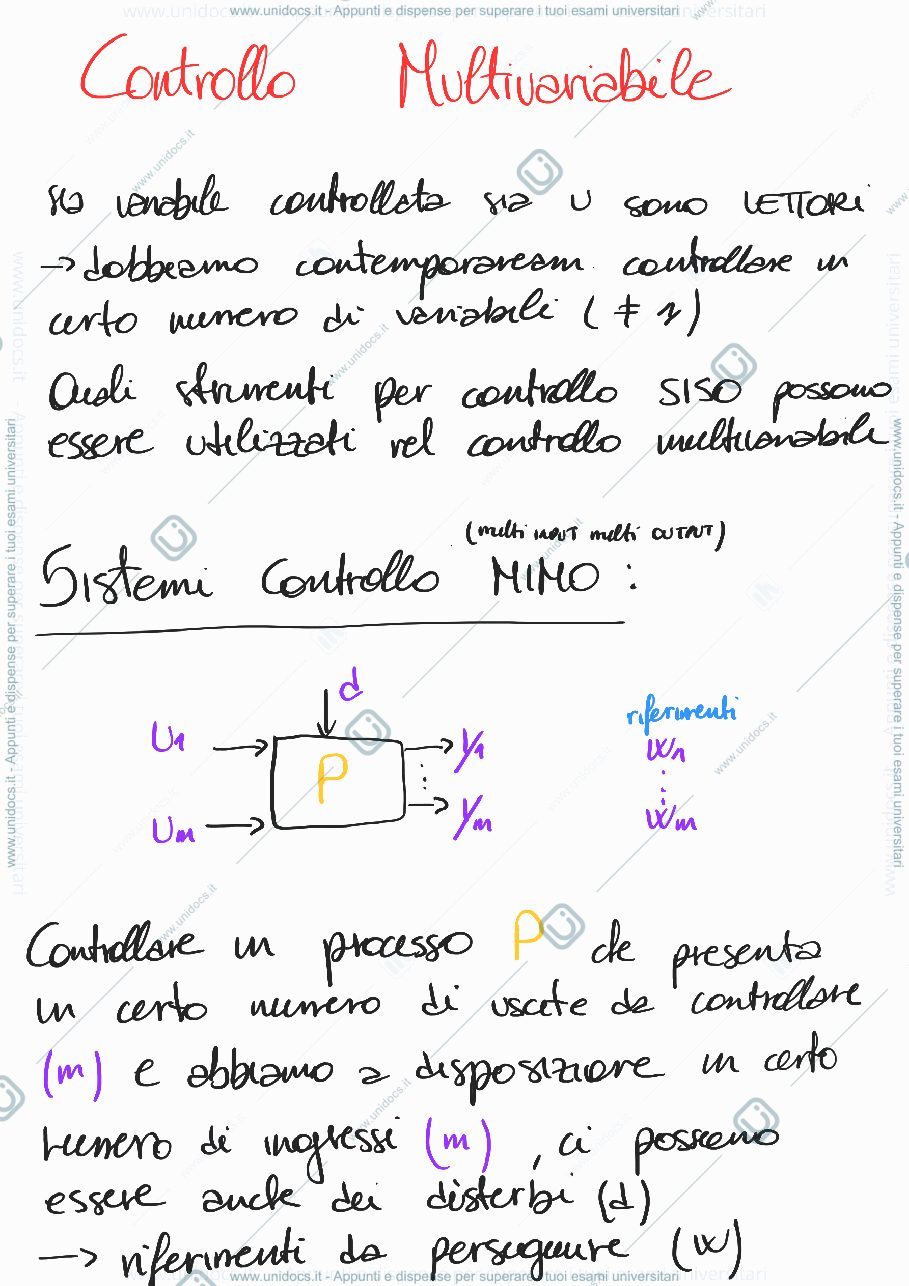 Anteprima pagina 1 — Controllo multivariabile 