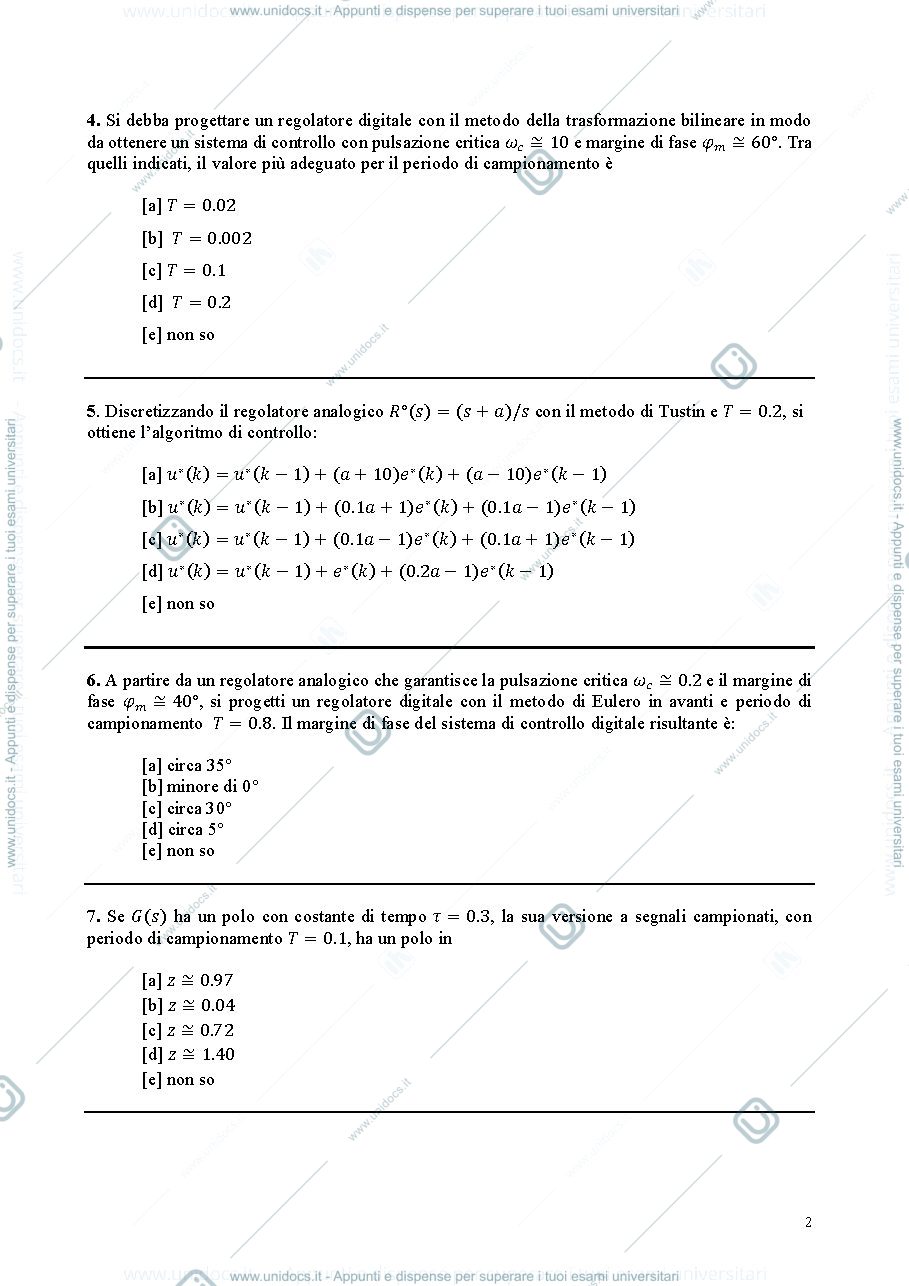 Anteprima pagina 2 — Prova5_Controllo_digitale prove di autovalutazione prof: Bolzern