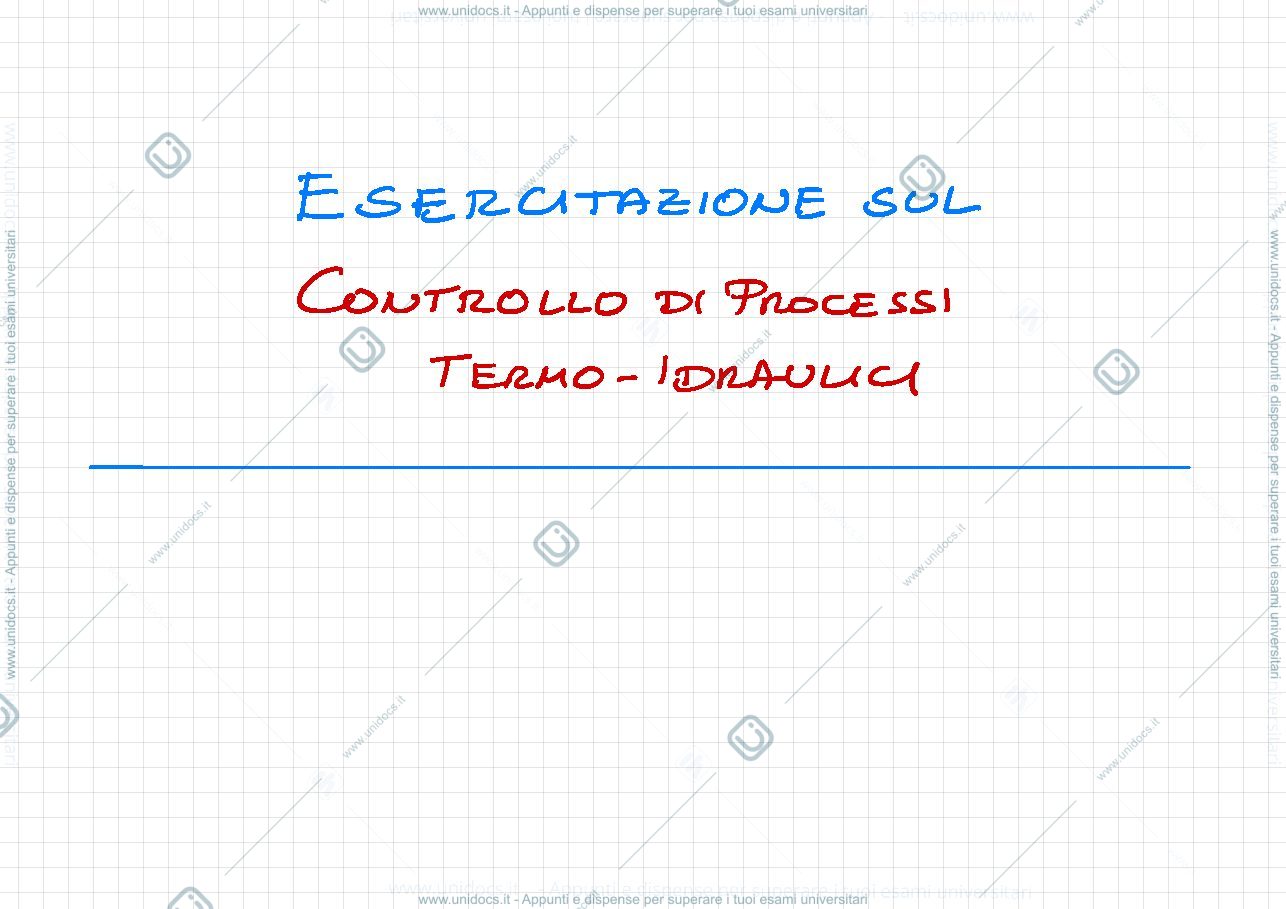 Anteprima pagina 1 — 10. Controllo processi termo-idraulici esercitazioni prof: Bolzern