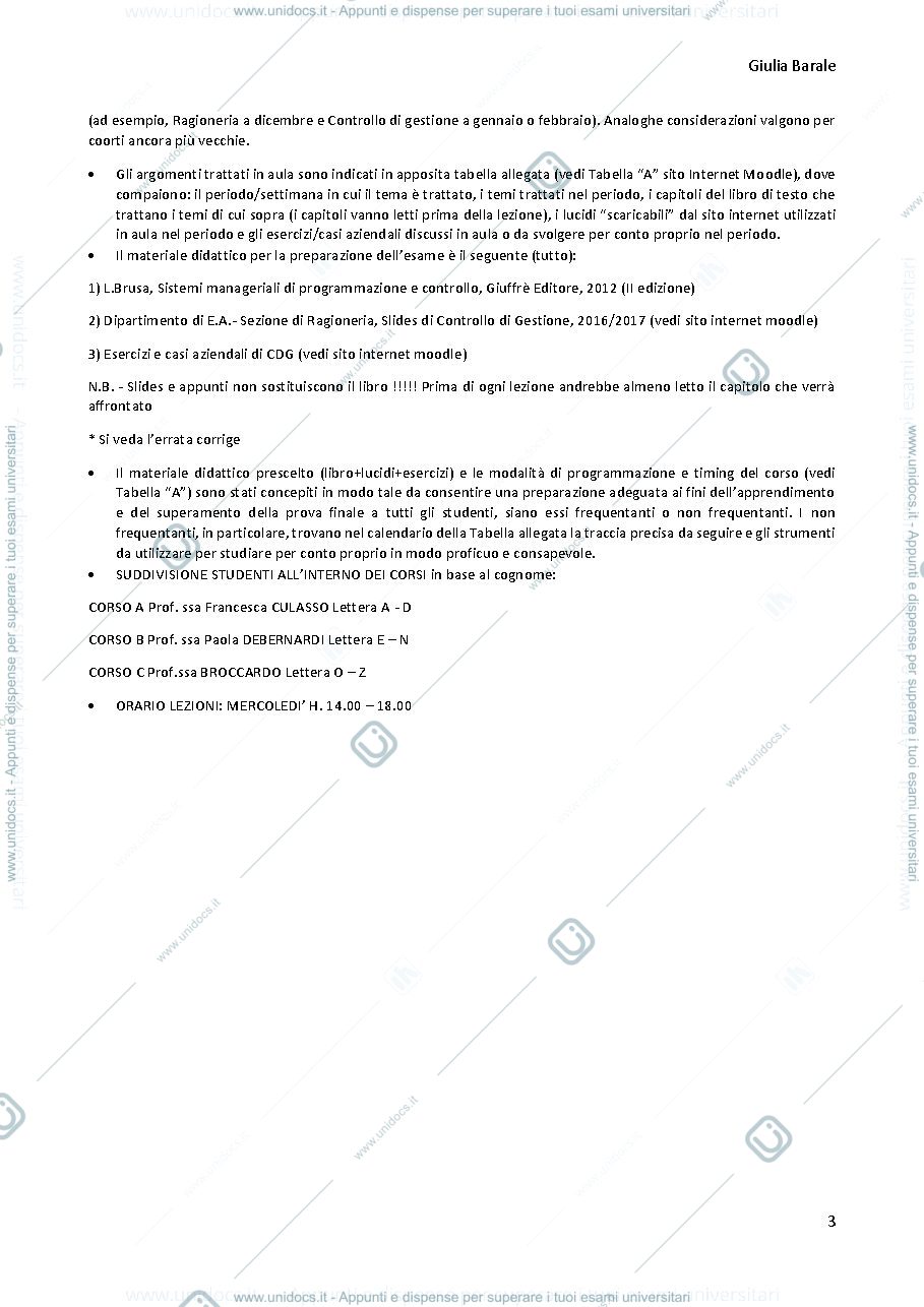 Anteprima pagina 3 — riassunto controllo di gestione