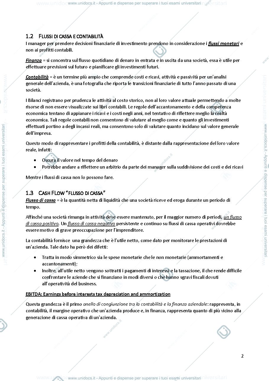 Anteprima pagina 2 — Corporate Finance Appunti Completi