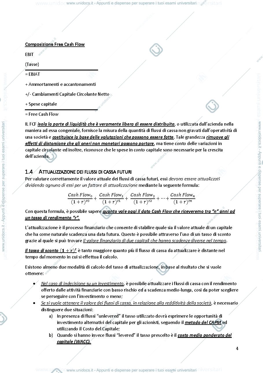 Anteprima pagina 4 — Corporate Finance Appunti Completi