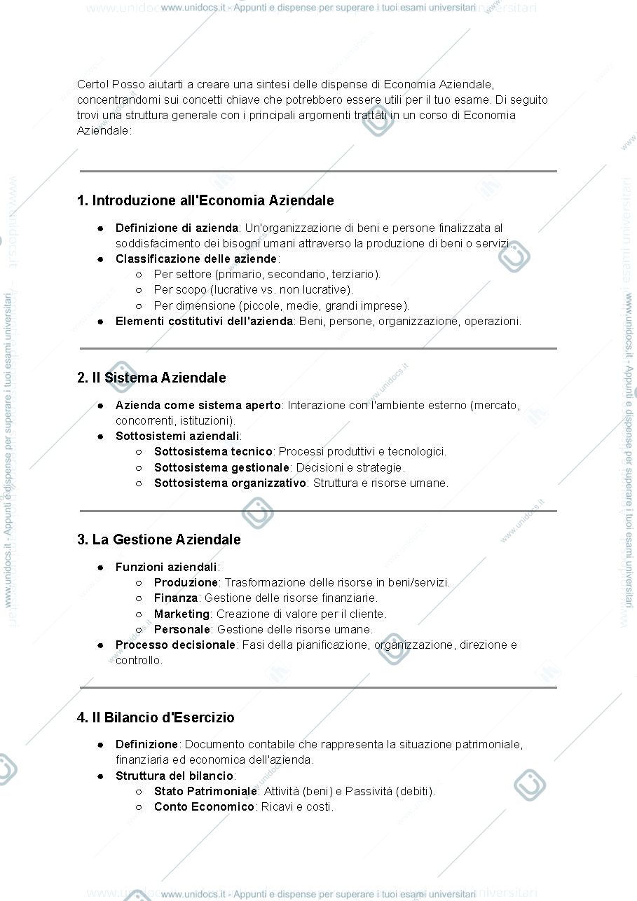 Anteprima pagina 1 — Economia aziendale