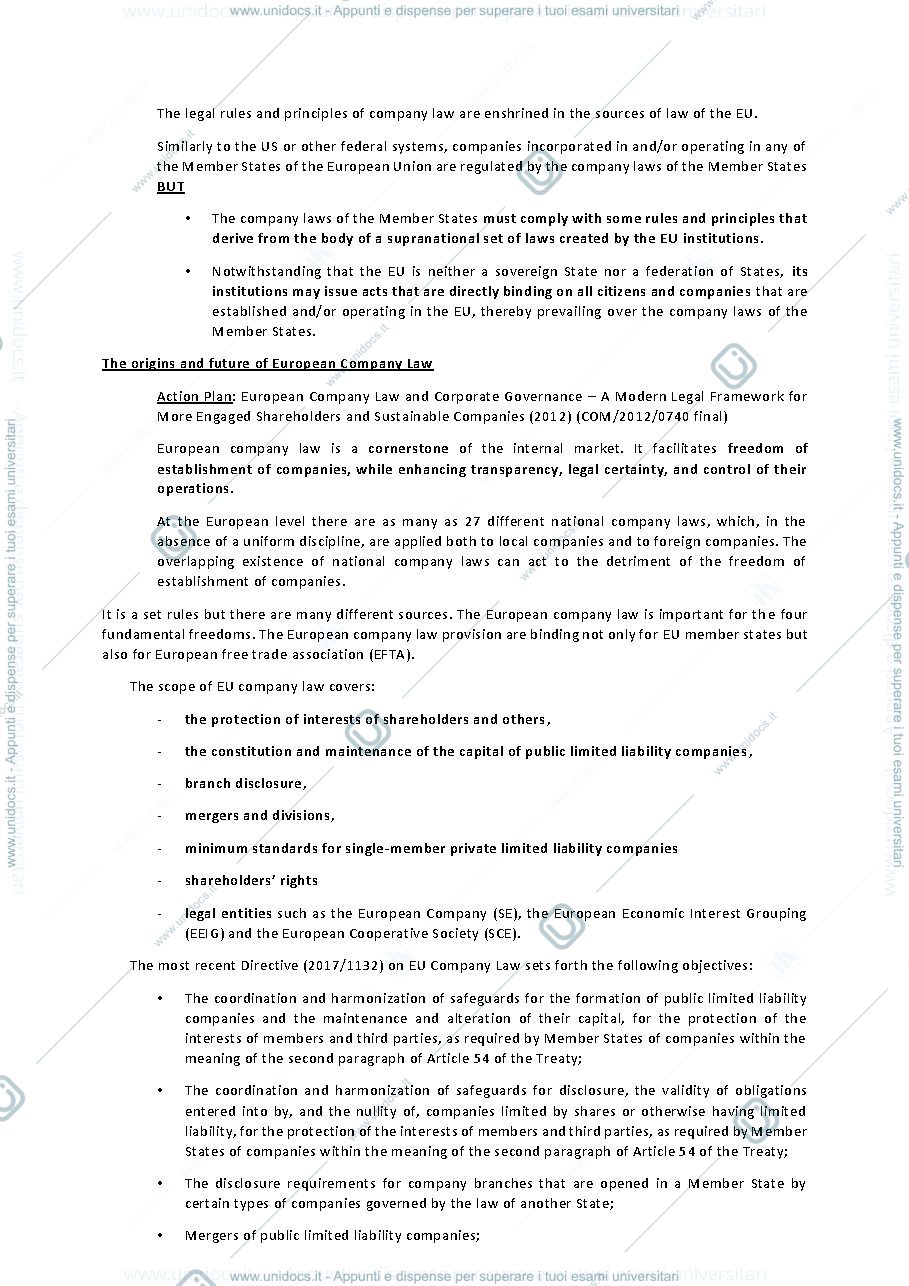 Anteprima pagina 4 — (European) Corporate Law - Sudiero & Callegari _ Notes/Sbobine