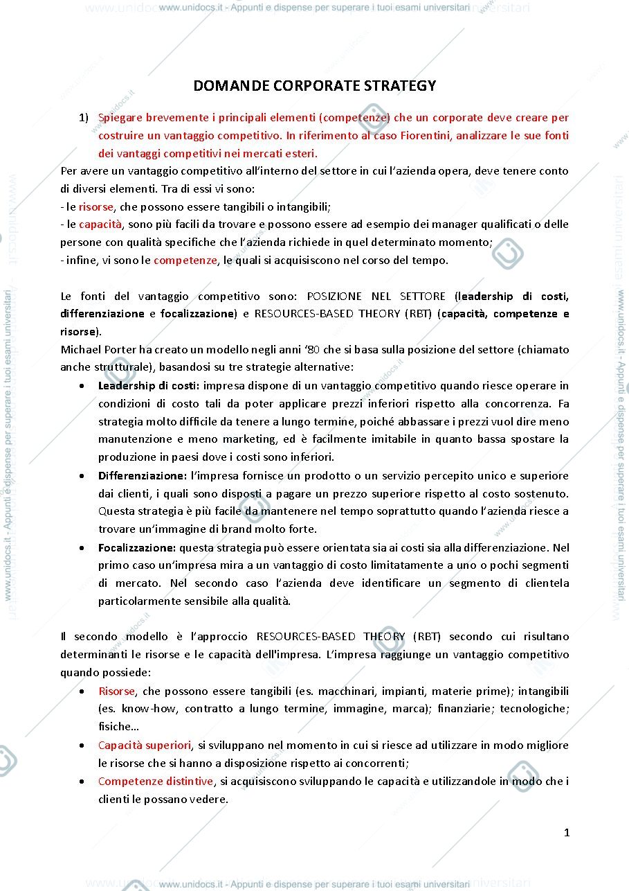 Anteprima pagina 1 — Domande per esame