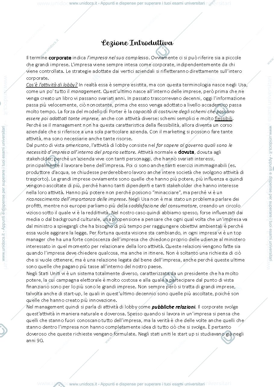 Anteprima pagina 1 — Appunti corporate strategy - 2023/2024